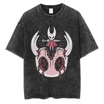 Washed Vintage Game Hollow Knight Graphic Print T Shirt Men Women Clothing Fashion Casual Oversized Crewneck Short Sleeve Tshirt S įvairiaspalvis