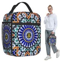 Arabic Tiles Moroccan Mosaic Insulated Lunch Bag for Kids School Cooler Thermal Food Box Tote Portable Lunch Boxes Container One Size