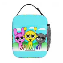 Sprunki Poster Simon Pinki Gray Insulated Lunch Bags Portable Lunch Container Thermal Bag Tote Lunch Box Picnic Bento Pouch One Size