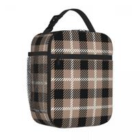 Bestselling Tartan - Tan Three Compartment Lunch Box Bag Backpacking Sports Lunch Bag One Size