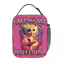 Ballerina Cappuccina Italian Brainrot Meme Insulated Lunch Bags Leakproof Lunch Container Thermal Bag Tote Lunch Box Picnic One Size