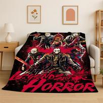 Horror Movie Character Chucky S-Scream Cartoon Flannel Blanket Soft Warm Throw Blanket for Bedroom Living Room Bed Travel Gift Size: 75*100cm, Weight: 230 GSM