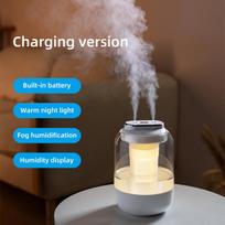 Electric Rechargeable 2L Ultrasonic Cool Mist Humidifier Humidity Display Double Mist Spray Mist Diffuser Home air Humidifier No Plug Required&5V