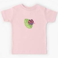 Cute Little Ladybug on Leaf Kids T-Shirt 120