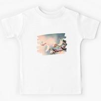 Cherry Blossom Branch Butterfly Ladybug Soft Pastel Spring Botanical Art Kids T-Shirt 130