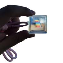 Pixel Art Mosaics Keychains Transparent Mosaic Lens Keyring  Travel Memories Pink rope