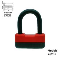 Falante Anti-theft Mountain bike front fork U Lock Motocross  Front fork lock Waterproof Warehouse door lock 3 Size 2 Brass keys 6107-1 RED