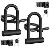 Heavy Duty U Lock for Bike Motorcycle Security 16mm Shackle 4ft 6ft Cable with Mounting Bracket Silver