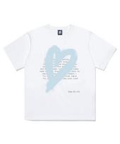 Page Cc Sky Blue Spray Heart Painting Print Short Sleeve T-Shirt White M