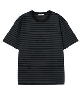 X Container Loose Fit Striped Half T-Shirt (Black / Charcoal Grey) Black/L