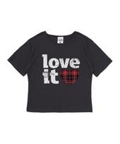Cargo Bros For Woman Vintage Check Heart Short Sleeve T-Shirt (Charcoal) Free