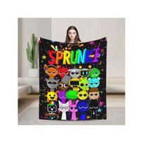 Sprunki Fleece Blanket, Game Theme Colorful Ultra-Soft Polyester Fiber Throw Blankets Gifts For Custom blankets Size: 75*100cm, Weight: 230 GSM