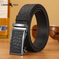 Belt Men's Business Toothless Automatic Belt Men's Crocodile Pattern Durable Leather High-end Trousers Genuine 110cm black