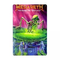 Megadeths Skull Metal Tin Sign Custom Retro Heavy Metal Band Plaque for Pub Cafe Yard Man Cave Bar Home Decor 20X30CM pink