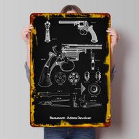 Beaumont Adams Revolver Metal Poster Customized Wall Art Retro Vintage Tinplate Signs for Aesthetic Decoration Room Man Cave 20X30CM