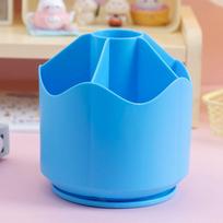Multi-functional Pen Holder 360° Rotating Makeup Brush Storage Box Durable Pen Stand  School mėlyna