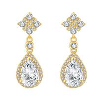 Elegant Halo Pear Cut Moissanite Long Dangle Earrings S925 Silver 18K Gold Plated Full Pave Bridal Statement Jewelry Gift