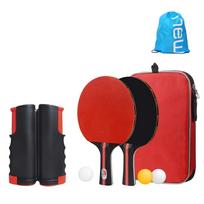 Portable Table Tennis Includes 2 3 ping pong retractable and storage Easy to set Set rackets, balls, net, bag. up. raudona