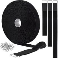 5m Velcro Tape with 25 Metal Hooks, Reusable Cable Velcro Tape Roll, Cable Ties Velcro Fastener for Outdoor Camping juoda