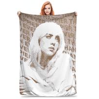 Billie Eilish Blanket 2D Soft Cozy Flannel Throw Blanket for Bed Couch Sofa Dorm Living Room Warm Blanket for Music Fans Gift Size: 75*100cm, Weight: 230 GSM