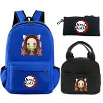 3Pcs/set Anime Demon Slayer Backpack with Lunch Bag Pencil Case for Girl Boy Back To Schoolbag Men Women Travel Bag Mochila