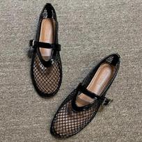 Vasaros tinklelio tuščiaviduriai sandalai moterims, plokščiapadžiai, sekli mokasinai, 2024 nauji, paplūdimio, vaikščiojimo, dizainerio batai, patogūs, retro, moteriški zapatillas 35
