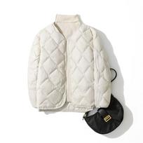 Women Winter Duck Down Coats Autumn Ultra Light Puffer Feather Padded Jackets Windproof Collarless Outerwear XXXL balta