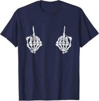 Skeleton Hands on Boobs Funny Spooky Halloween Costume T-Shirt S smėlis