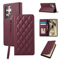 Wallet with Card Holder Phone Case for Samsung Galaxy S24 S23 FE S22 S21 Plus S25 Ultra Wrist Strap Leather Protective Cover Galaxy S25