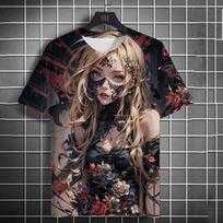 Vasaros mados Anime mergaitės 3D spausdinimo marškinėliai Gatvės stiliaus vyriški laisvalaikio didelio dydžio apvalios apykaklės trumpomis rankovėmis T-shirt viršutiniai drabužiai XXS