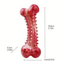 Dog Bone Pet Toy (1pc) – Bite-Resistant, Teeth Cleaning, Natural Rubber Chewing & Teeth Grinding Stick raudona
