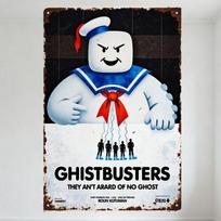 Ghostbusters Stay Puft Marshmallow Man Vintage Metal Tin Sign Distressed Retro Movie Poster Wall Plaque Home Bar Cafe Man Cave D 20x30cm（7.8x11.8inch）