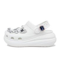 Crocs Crush Clog Aoyama Silver Buckle Movement Simple and Versatile Fashion Trend Casual Hole Shoes Women's White 36-37 balta