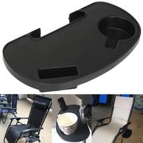 Side Snack Tray/Cup Holder/ Table for Fishing Outdoor Activity with Mobile Device Slot 3# black