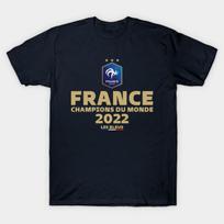 Men Black Print T-shirt France World Cup 2022 Champions No-Cut Transfer Paper Print Cotton Tshirt 2XL tamsiai mėlyna