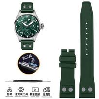 20mm/21mm/22mm FKM gumos laikrodžio apyrankė IWC Big Pilot/Portofino/TOP GUN laikrodžiams - Minkšta fluororatinio kaučiuko apyrankė su kniedėmis, patogi 20mm black