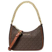 Michael Kors MK Jet Set Metal Logo Chain Strap Faux Leather Crossbody Tote Bag Women Handbags Brown 35F5GTVC0B-BROWN Basic Set (Bag+Dust Bag)