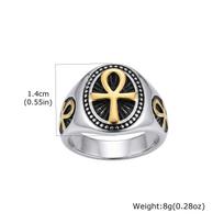 Punk Vintažiniai Ankh Kryžiaus Žiedai Vyrams Madingi Paprasti Sidabro Spalvos Žiedai Religinis Amuletas Nerūdijančio Plieno Papuošalai Dydis 7-12 US size 7 white