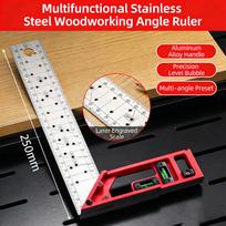 Carpentry Angled Tool Including Precise Lasering Marking Level Indicator And Multiple Preset Holes For Efficient Measuring And Leveling 250mm