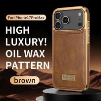 Electroplate Retro Oil Wax Leather Case for iPhone 16 Pro Max 17 Air 15 14 High Transparency Lens Magnetic Charging Phone Cover iPhone Air ruda