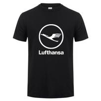 Lufthansa lėktuvų kompanijos Marškinėliai Vyrams Šaunūs trumpomis rankovėmis Lufthansa Marškinėliai T-shirt Medvilniniai Laisvalaikio Viršutiniai drabužiai Vyriški drabužiai LH-479 S juoda