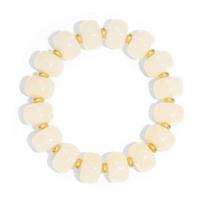 Boho Beaded Bracelets Colorful Acrylic Beads Bracelets Adjustable Length Lightweight Bracelets Lightweight Jewelry for Women Girls Daily Wear I beige