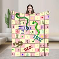 Snake Ladder Chessboard Game Flannel Blankets  Warm Soft Throw Blanket for Bedroom Camping Fashion Bedspread Sofa Bed Cover 75x90cm
