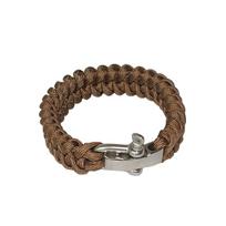 Yougle Survival Adjustable 550 Paracord Bracelet Parachute Cord Wrist Band With Stainless Steel Bow Shackle Buckle chaki
