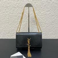 [Pre-Owned] Ysl Kate Gold Logo Chain Crocodile Pattern Embossed Tassel Shoulder Bag - Very Good #14EWTUT ONE SIZE
