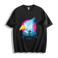 Shangri-La Frontier Sunraku Synthwave T-Shirt - Epic Bird Mask Gaming Unisex Tee XL