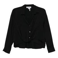 Marškiniai trump. rankovėmis moterims, Juoda, Long sleeve button front