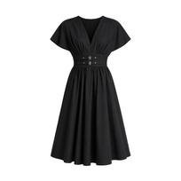 Midi suknelė moterims, Juoda, Button front long sl jackets
