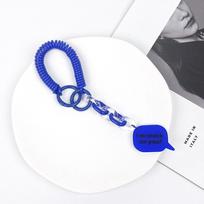 Retractable Coil Springs Keychain Stretchy Stretchy Spiral Spring Coil  Luggage Tags dark blue