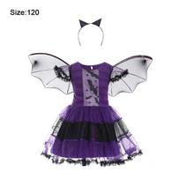 Wizard Hat Included Witch Costume With Wing Headwear Role Play Clothes Demon Costume  For Girls 120cm